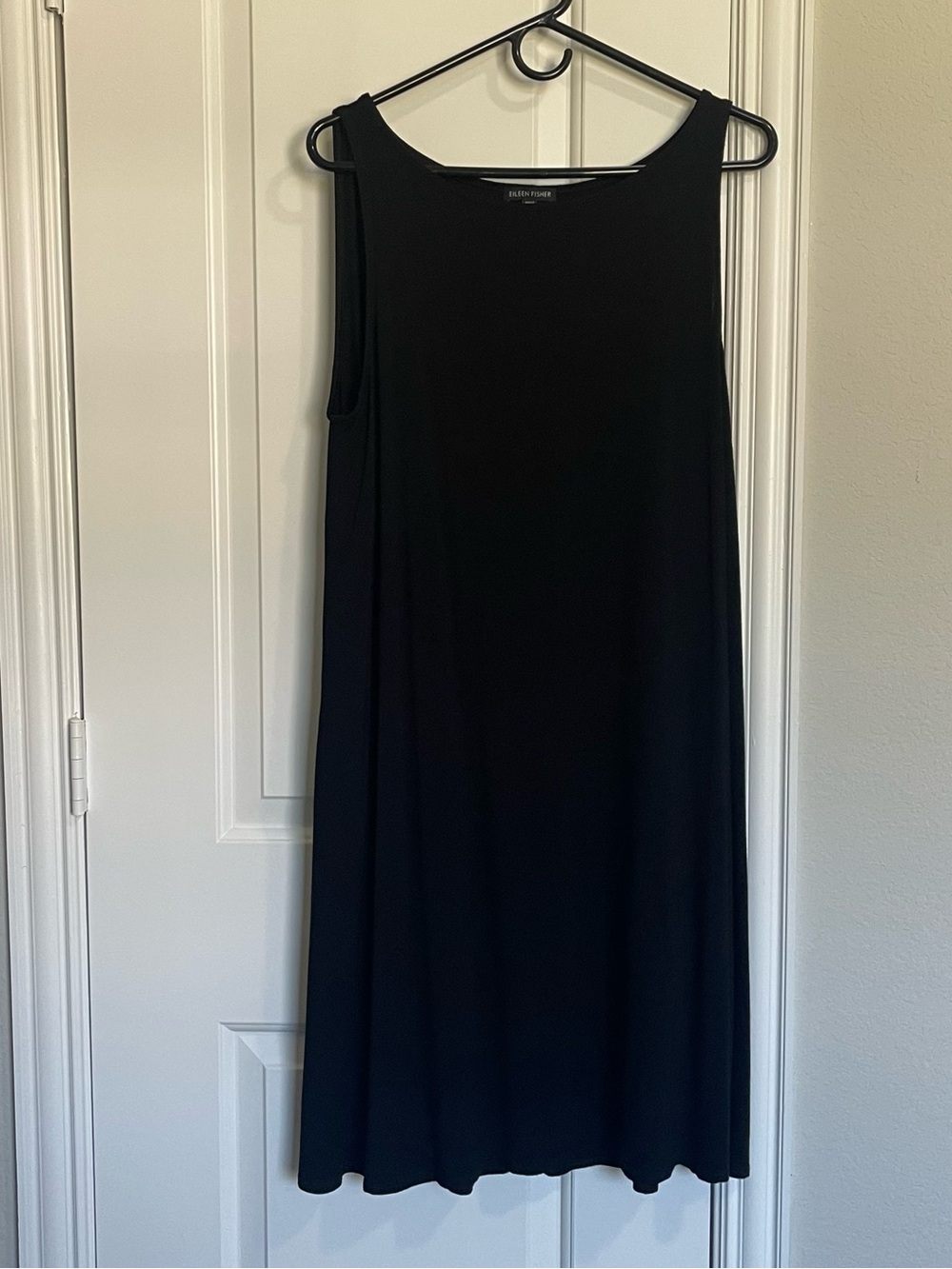 Eileen Fisher Black Viscose Jersey Sleeveless Tank Midi Dress Size Large